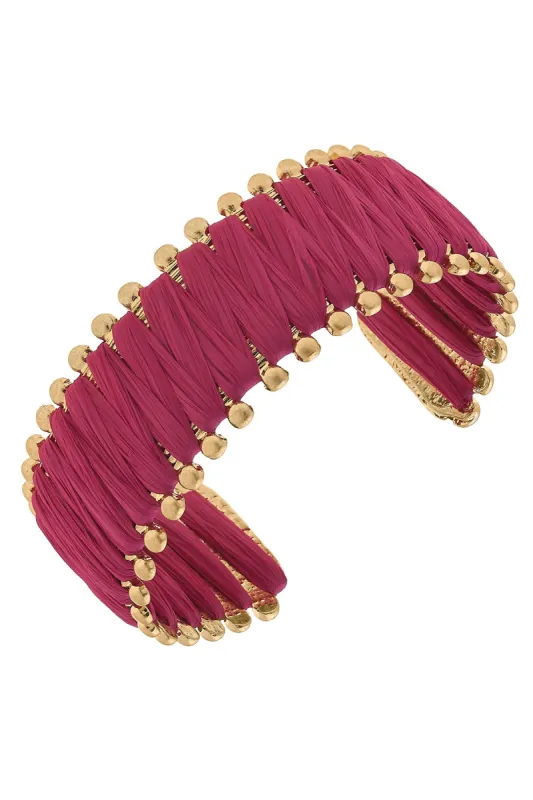 Bora Bora Raffia Cuff Bracelet in Pink sold by Canvas Style