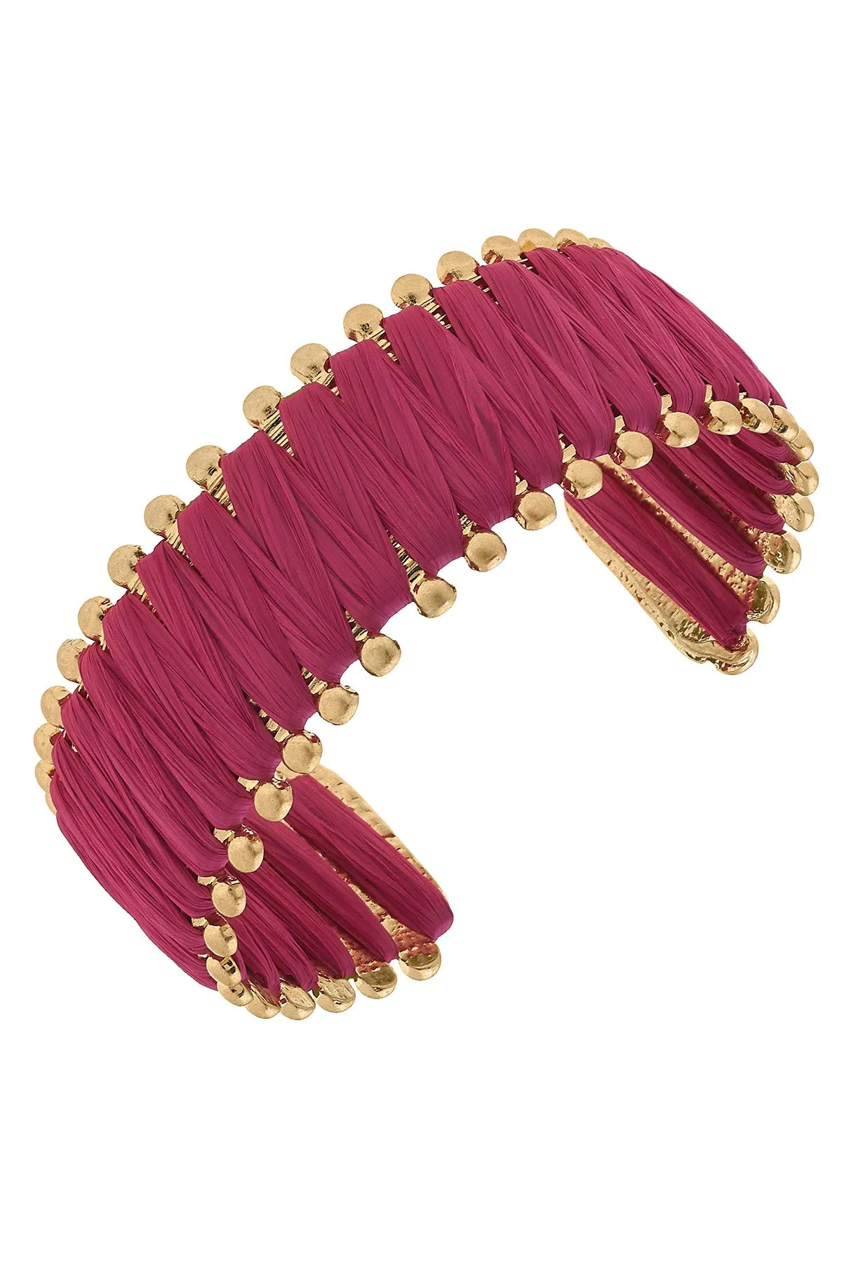 Bora Bora Raffia Cuff Bracelet in Pink sold by Canvas Style