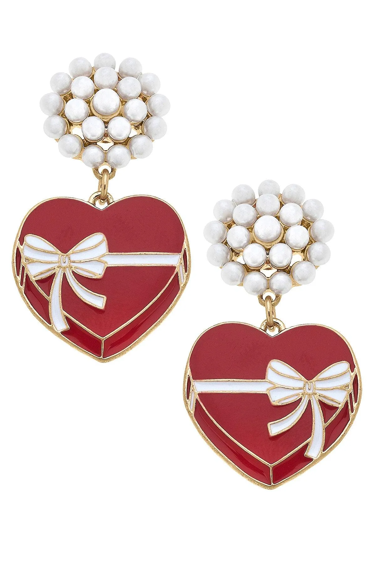 Valentine's Day Box of Chocolates Enamel Earrings sold by Canvas Style