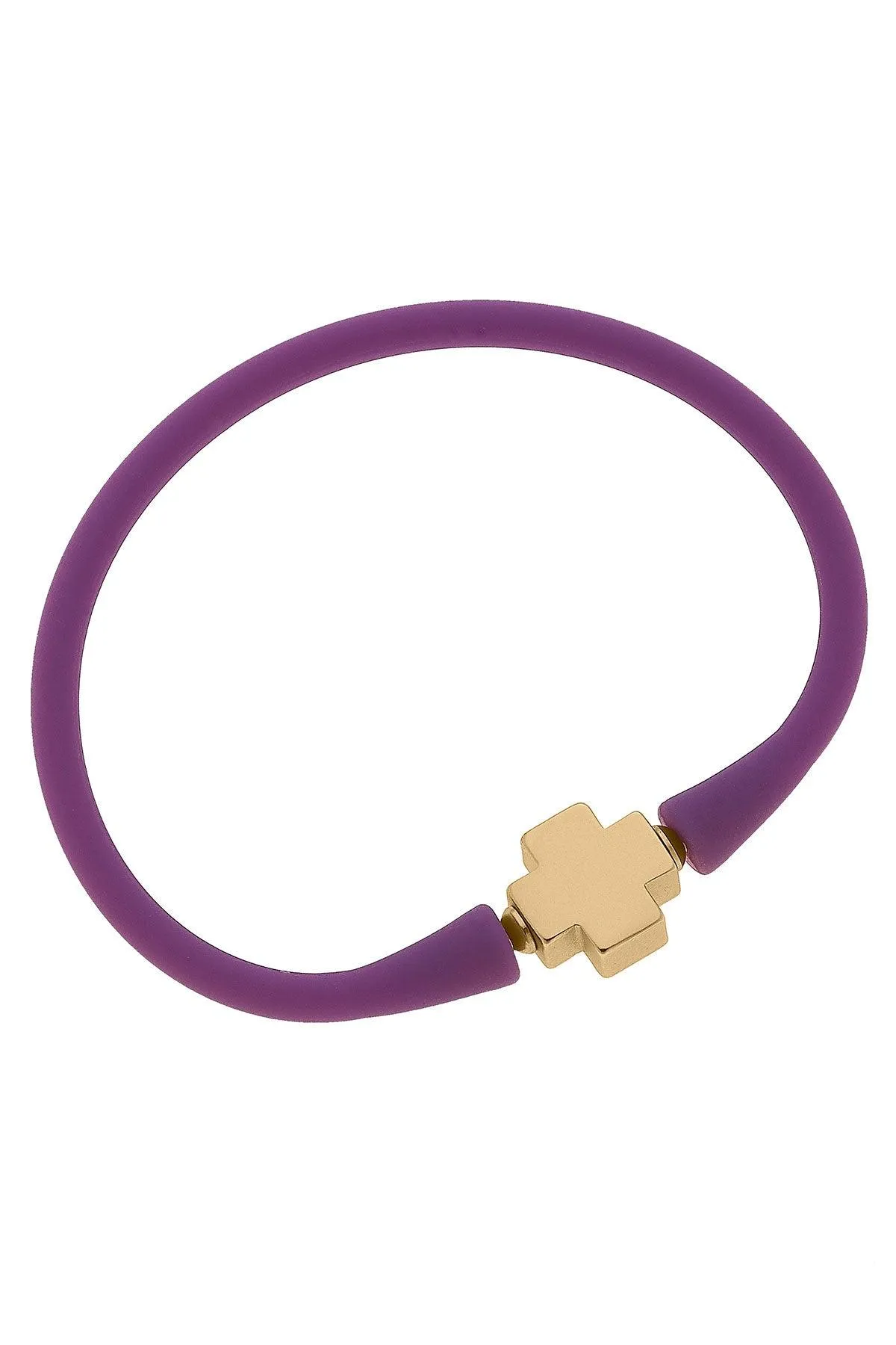 Bali 24K Gold Plated Cross Bead Silicone Bracelet in Purple - FINAL SALE sold by Canvas Style