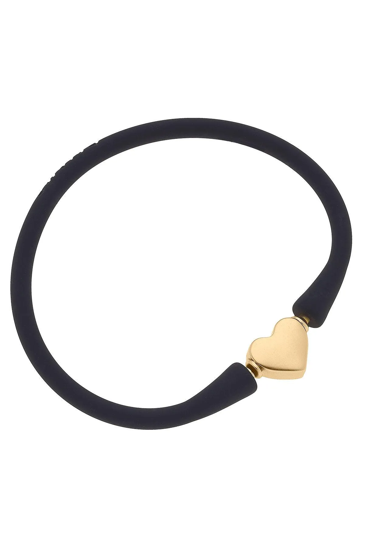 Bali Heart Bead Silicone Bracelet in Black sold by Canvas Style