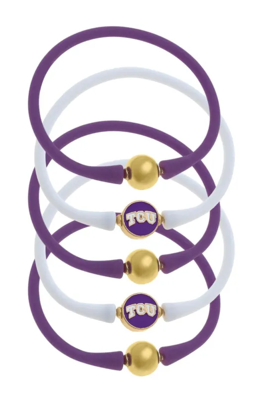 TCU Horned Frogs 24K Gold Plated Bali Bracelet Stack (Set of 5) sold by Canvas Style