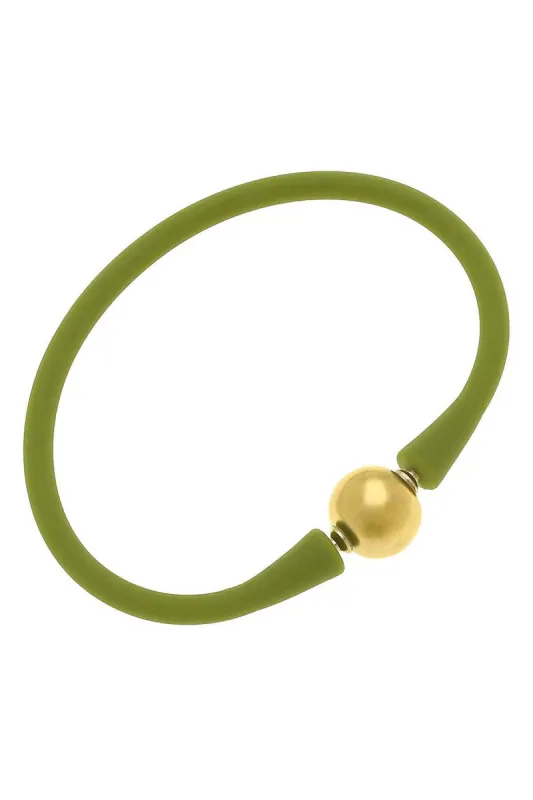 Bali 24K Gold Plated Ball Bead Silicone Bracelet in Peridot - FINAL SALE sold by Canvas Style