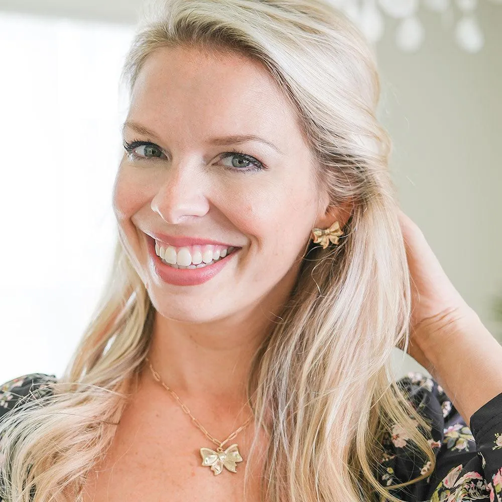 Waverly Bow Stud Earrings in Worn Gold sold by Canvas Style product image thumbnail 2