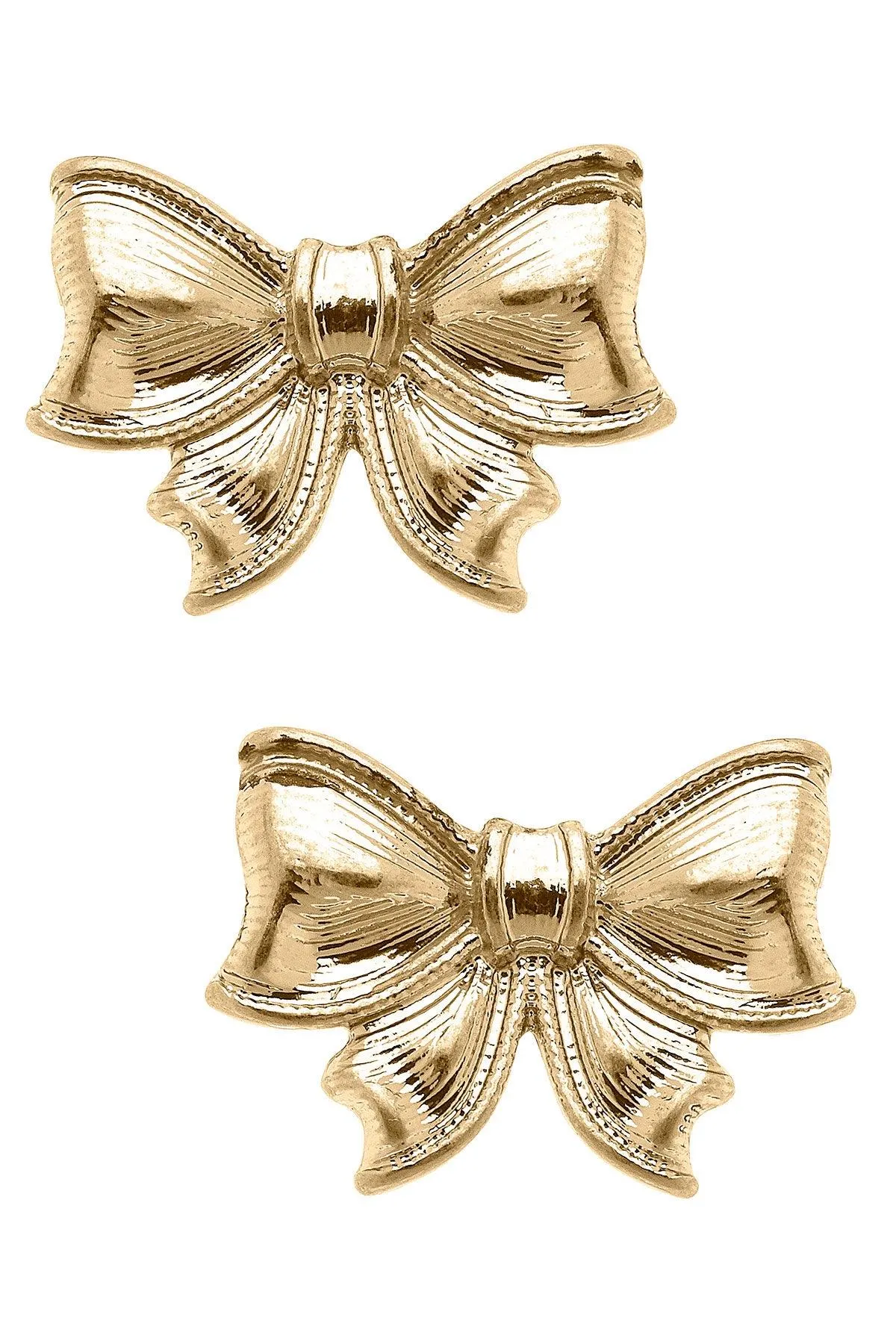 Waverly Bow Stud Earrings in Worn Gold sold by Canvas Style