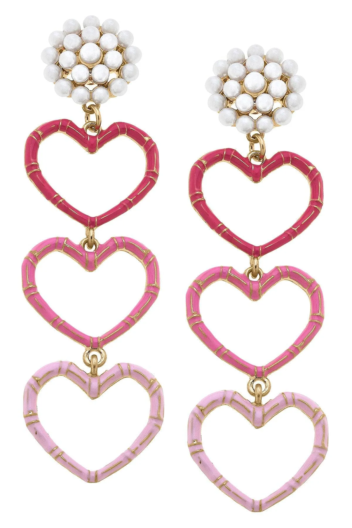 Love Bamboo Heart Enamel Earrings sold by Canvas Style