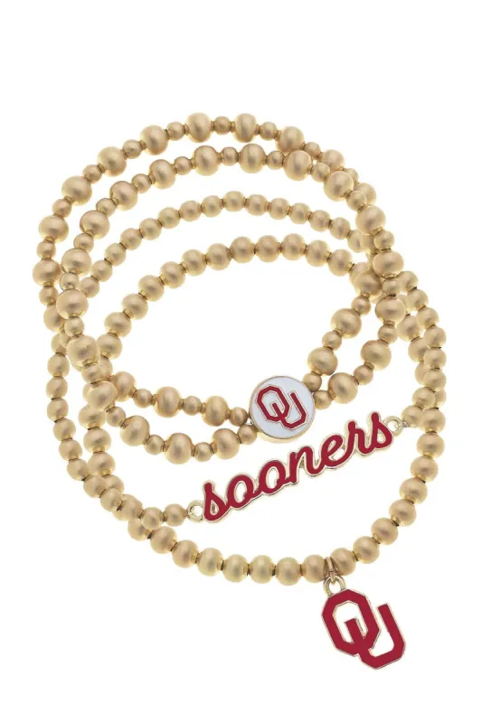 Oklahoma Sooners Ball Bead Stretch Bracelet Stack sold by Canvas Style