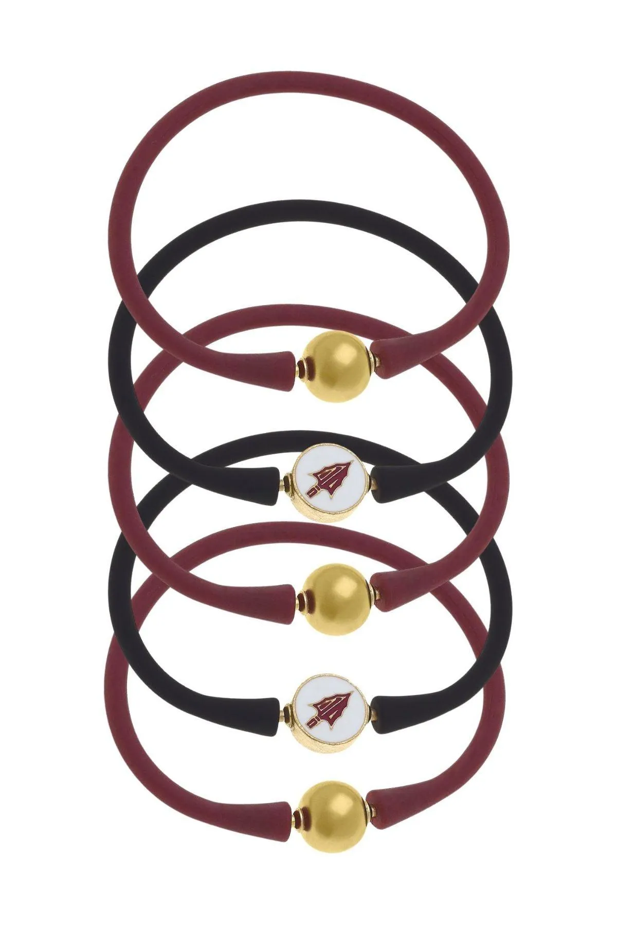 Florida State Seminoles 24K Gold Plated Bali Bracelet Stack (Set of 5) sold by Canvas Style