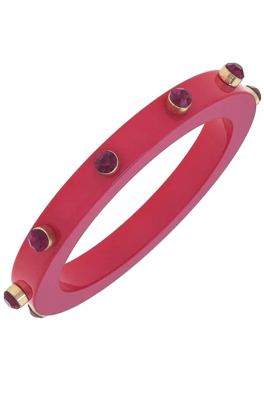 Renee Resin and Rhinestone Bangle in Fuchsia made by Canvas