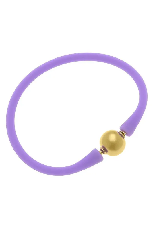 Bali 24K Gold Plated Ball Bead Silicone Bracelet in Lavender - FINAL SALE sold by Canvas Style