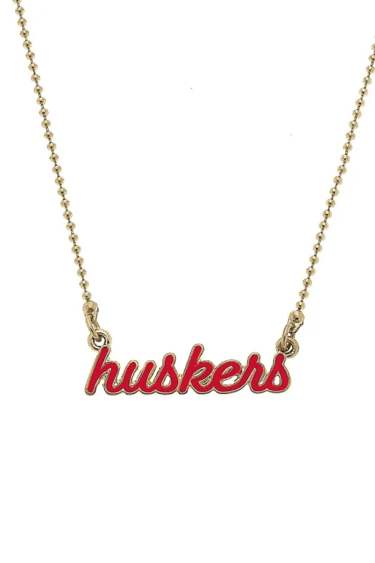 Nebraska Cornhuskers Enamel Script Necklace sold by Canvas Style