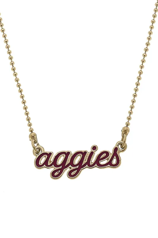 Texas A&M Aggies Enamel Script Necklace sold by Canvas Style