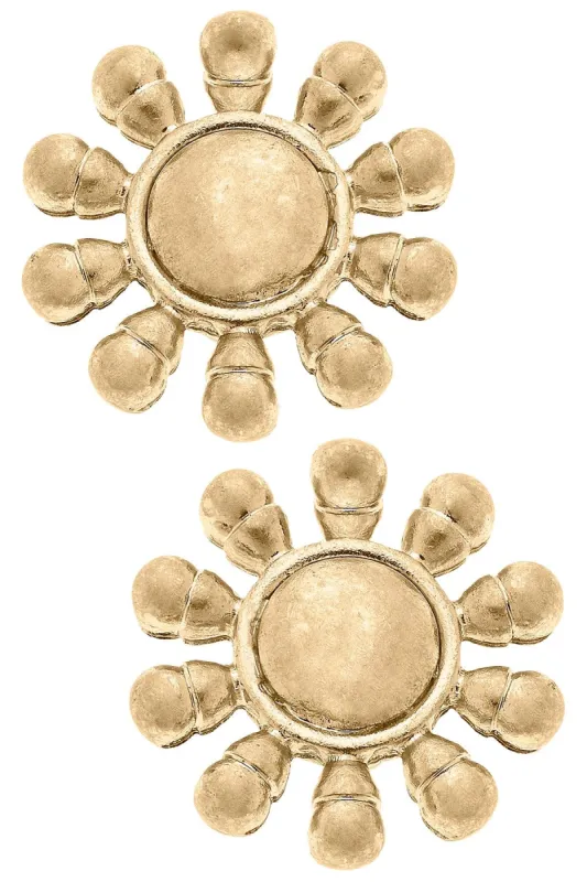 Jasen Sunburst Stud Earrings in Worn Gold - FINAL SALE sold by Canvas Style