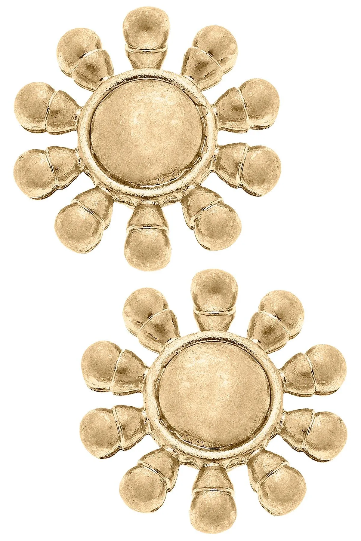 Jasen Sunburst Stud Earrings in Worn Gold - FINAL SALE sold by Canvas Style