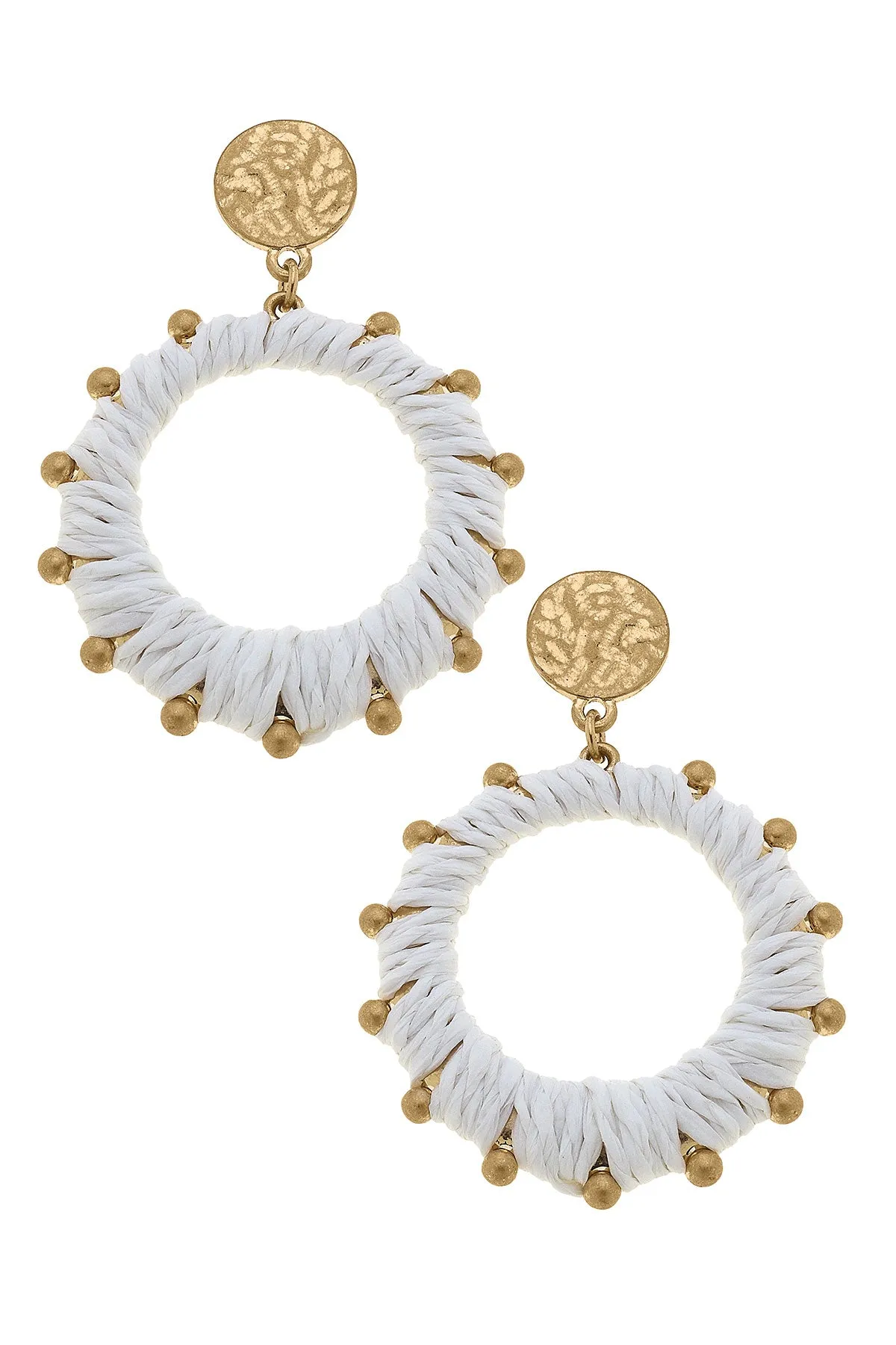 Bora Bora Raffia Hoop Earrings In White sold by Canvas Style