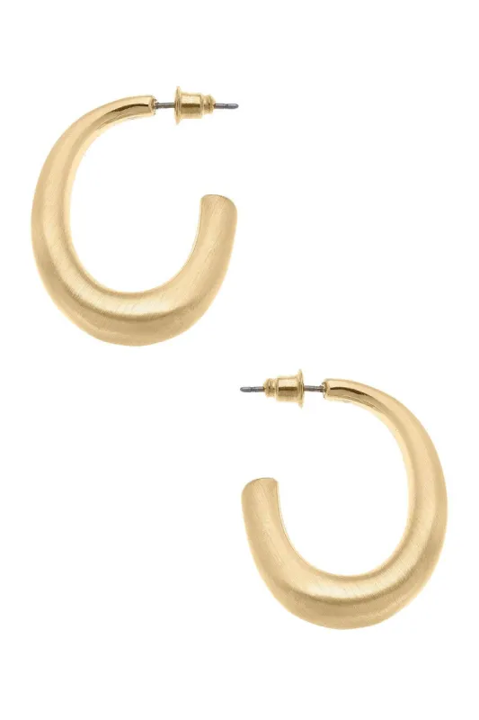 Naomi Hoop Earrings in Satin Gold sold by Canvas Style