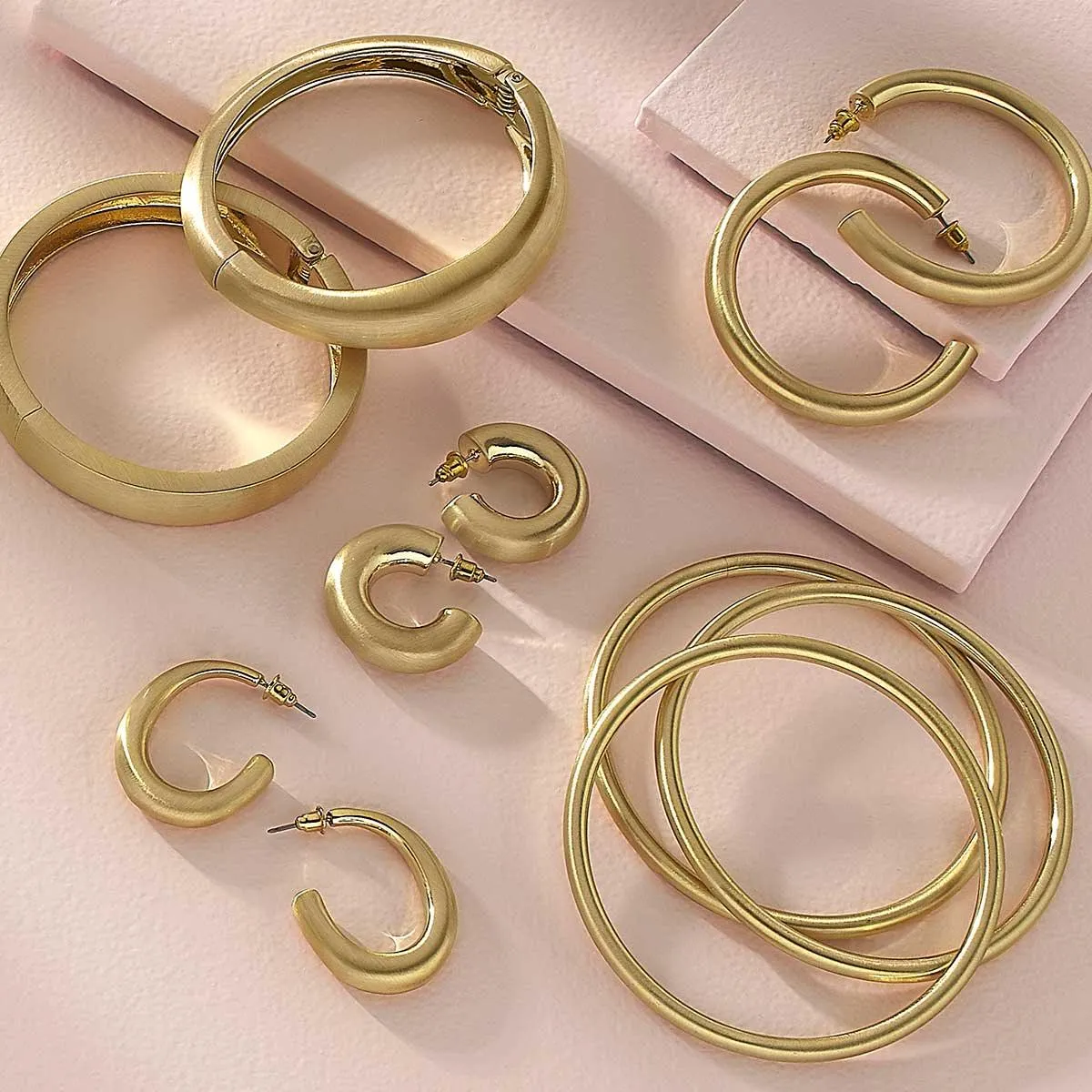Naomi Hoop Earrings in Satin Gold sold by Canvas Style product image thumbnail 2