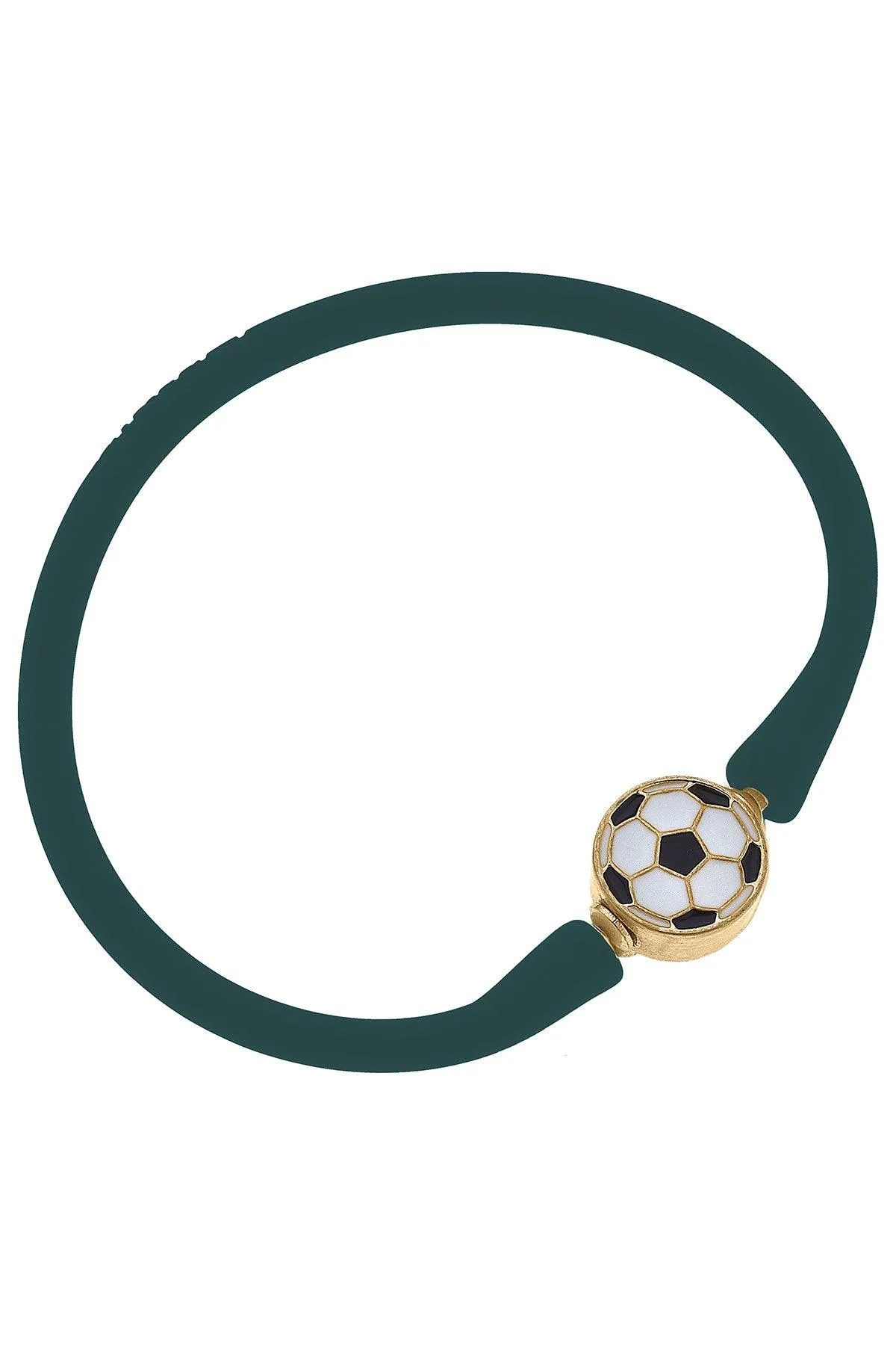 Enamel Soccer Ball Silicone Bali Bracelet in Hunter Green - FINAL SALE sold by Canvas Style