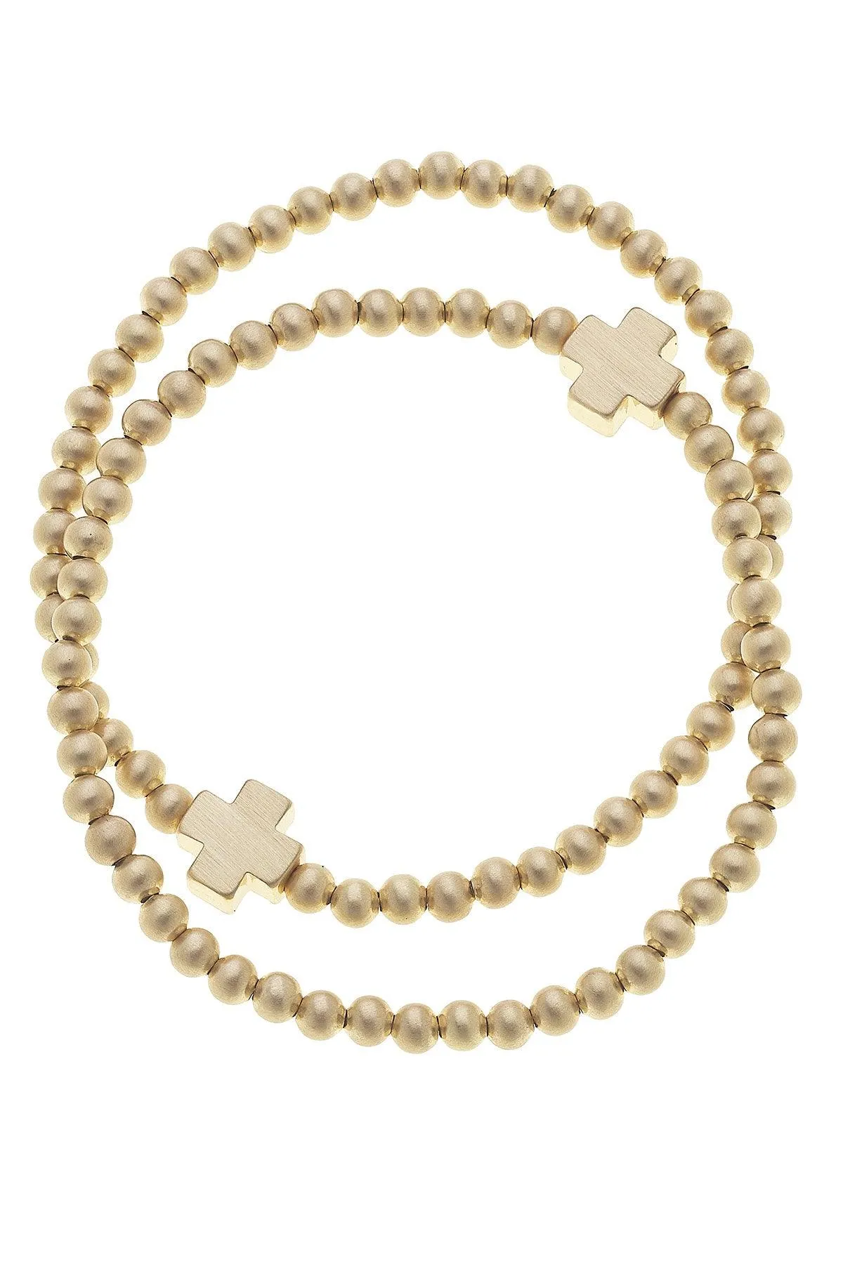 Isa Cross Ball Bead Stretch Bracelets (Set of 2) sold by Canvas Style
