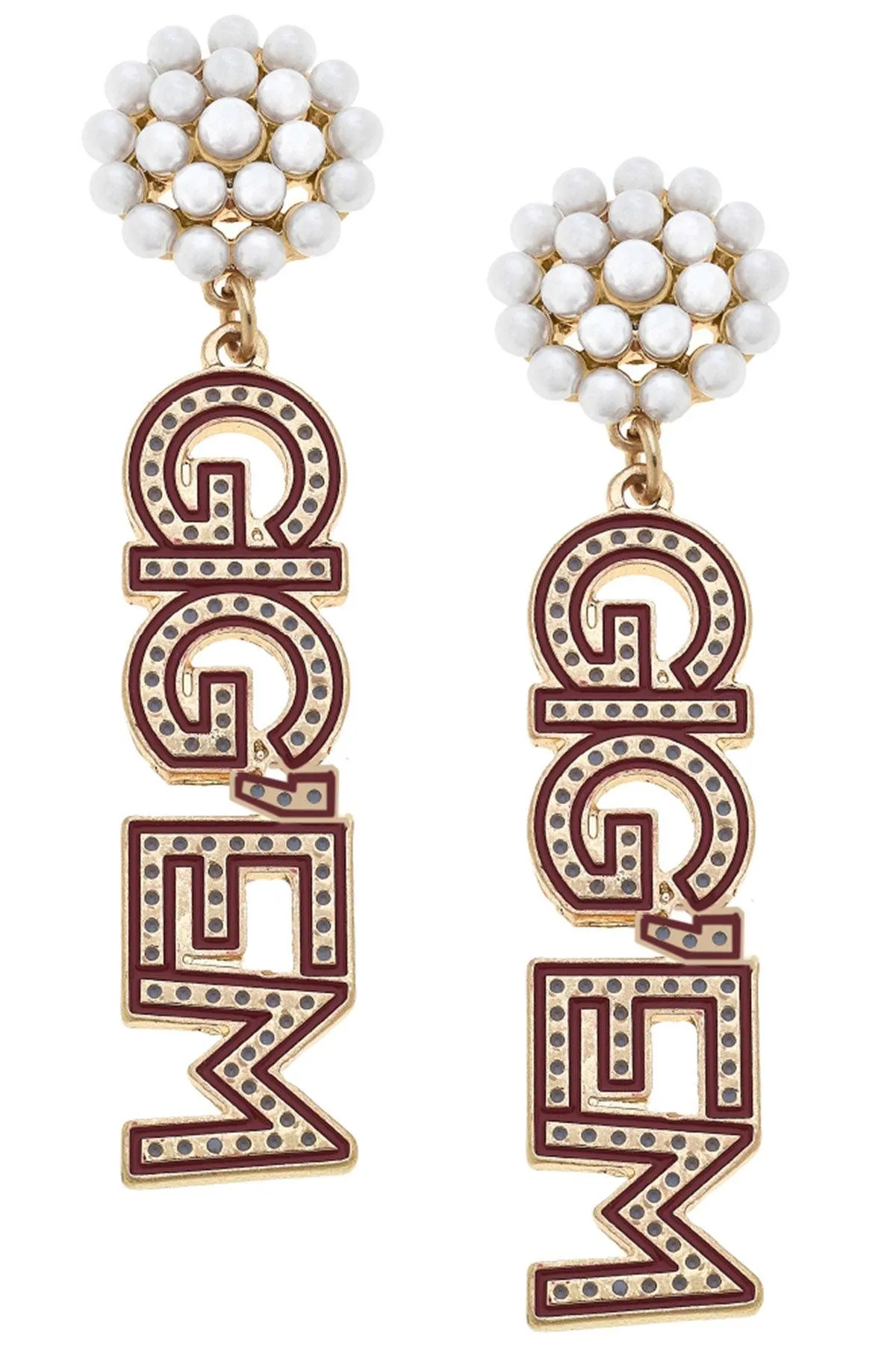 Gig 'Em Pearl Cluster Drop Earrings - FINAL SALE sold by Canvas Style