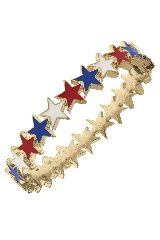 Star Spangled Enamel Hinge Bangle in Red, White & Blue sold by Canvas Style