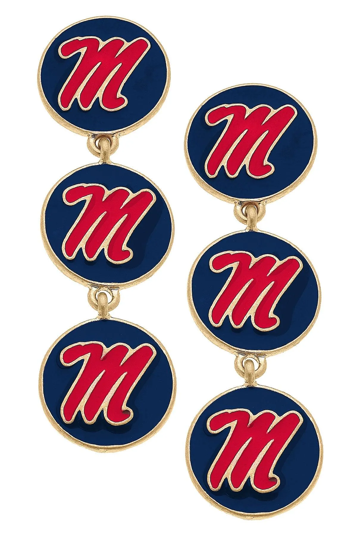 Ole Miss Rebels Triple Drop Enamel Earrings - FINAL SALE sold by Canvas Style