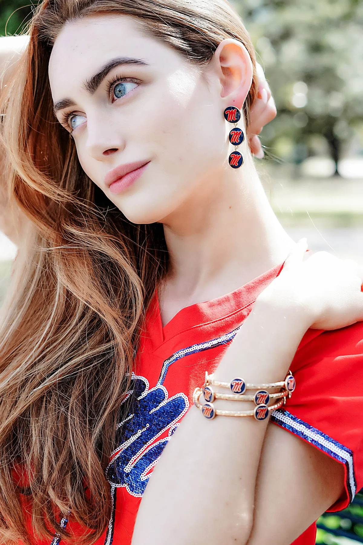 Ole Miss Rebels Triple Drop Enamel Earrings - FINAL SALE sold by Canvas Style product image thumbnail 2