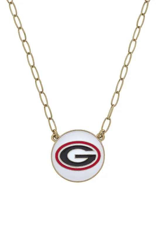 Georgia Bulldogs Enamel Disc Pendant Necklace sold by Canvas Style