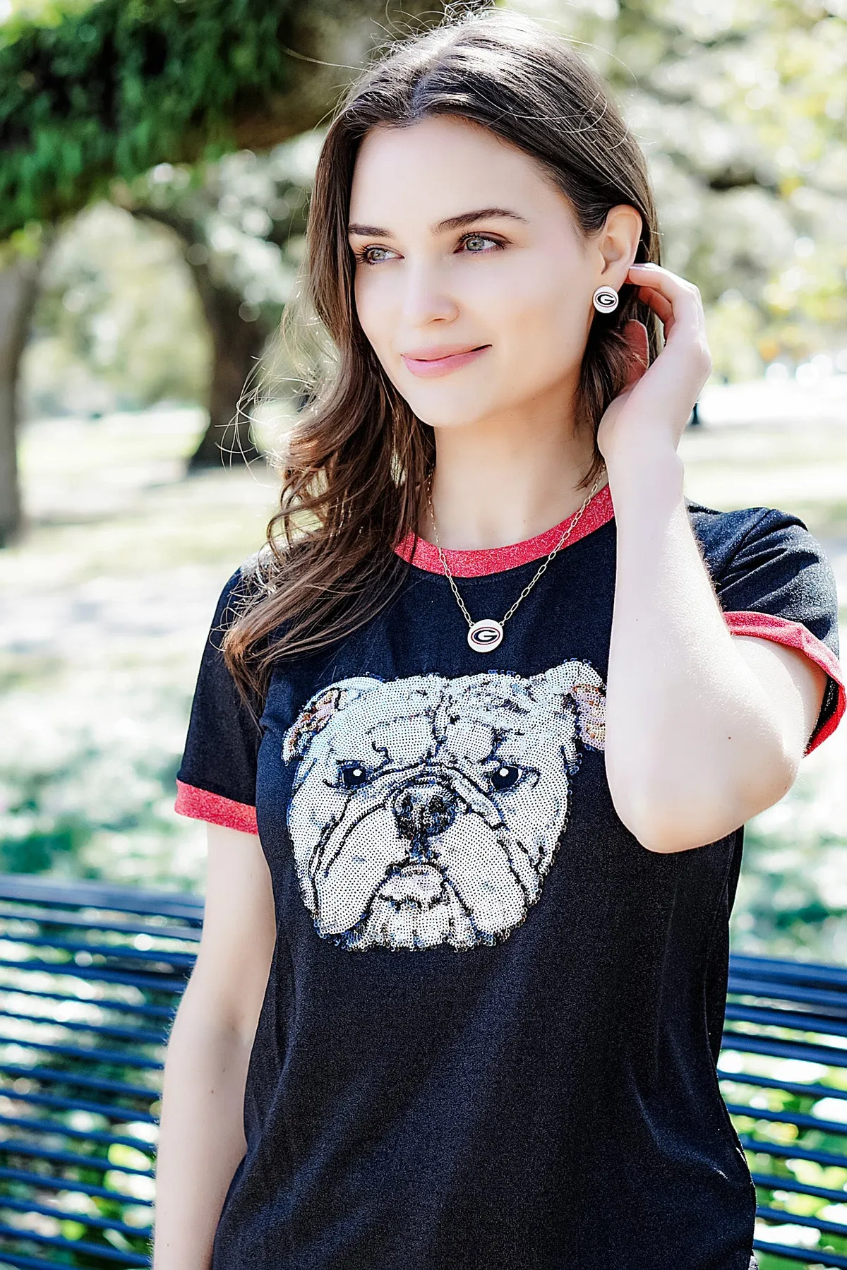 Georgia Bulldogs Enamel Disc Pendant Necklace sold by Canvas Style product image thumbnail 2