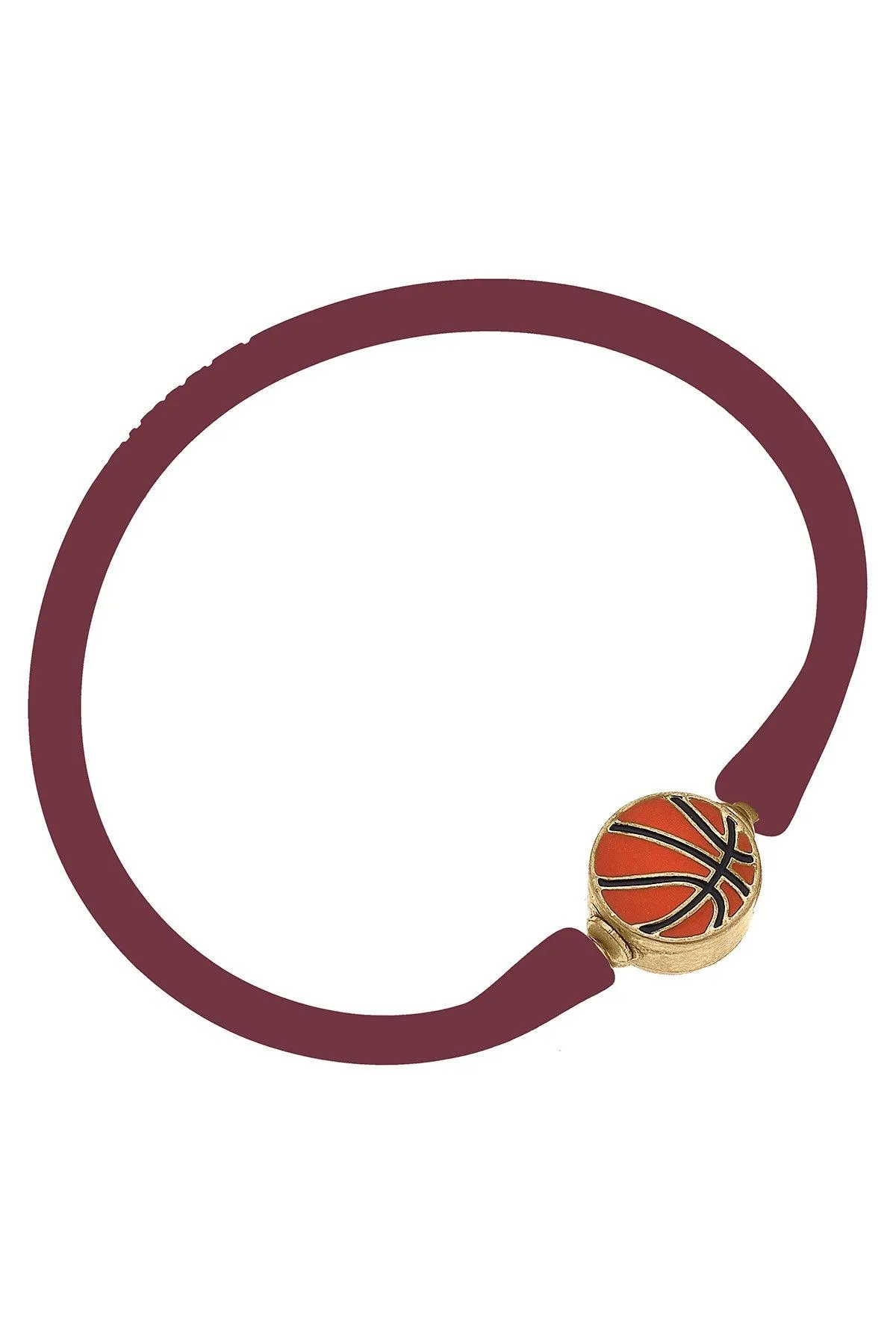 Enamel Basketball Silicone Bali Bracelet in Burgundy - FINAL SALE sold by Canvas Style