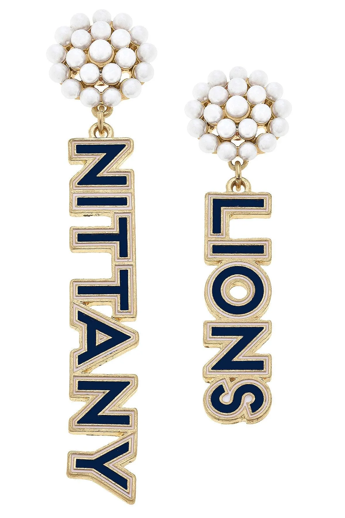 Penn State Nittany Lions Pearl Cluster Outline Enamel Earrings sold by Canvas Style