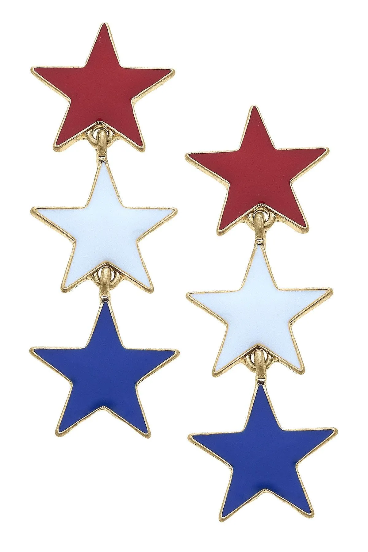 Americana Enamel Stars Earrings in Red, White & Blue sold by Canvas Style