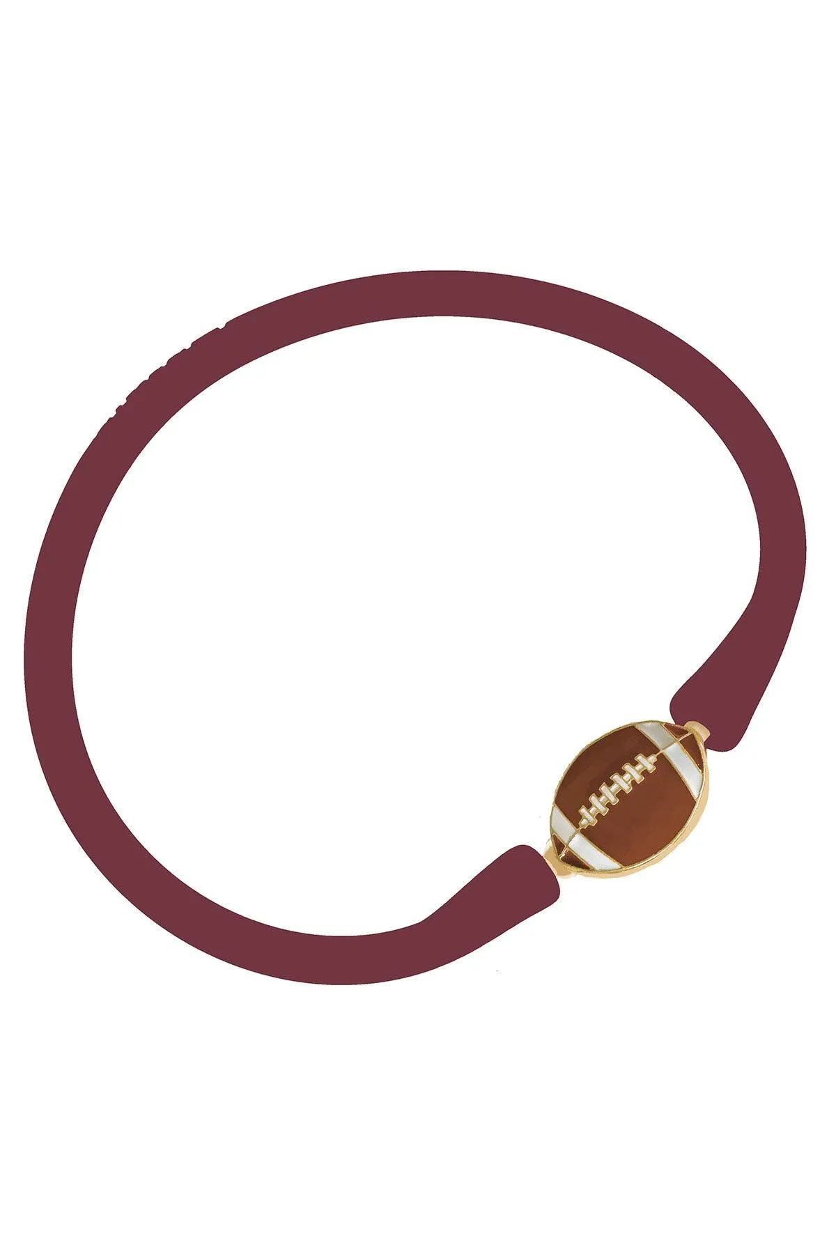 Enamel Football Silicone Bali Bracelet in Burgundy - FINAL SALE sold by Canvas Style