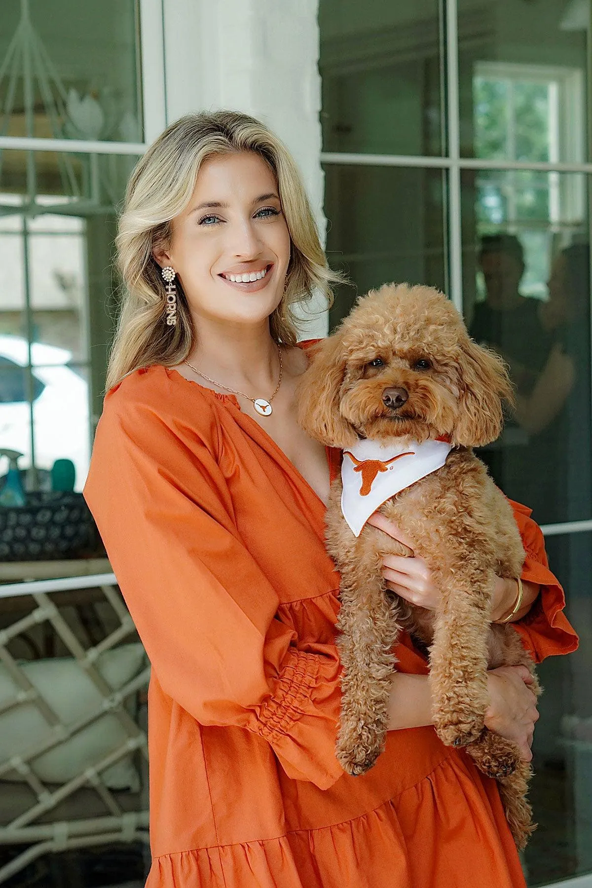 Texas Longhorns Pearl Cluster Dotted Enamel Drop Earrings sold by Canvas Style product image thumbnail 2