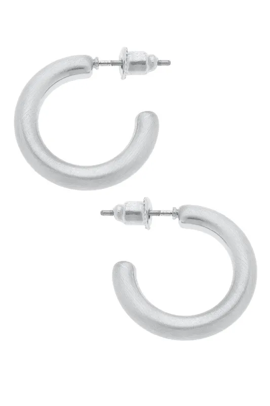 Célia Hoop Earrings in Satin Silver sold by Canvas Style