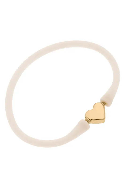 Bali Heart Bead Silicone Bracelet in Eggnog sold by Canvas Style