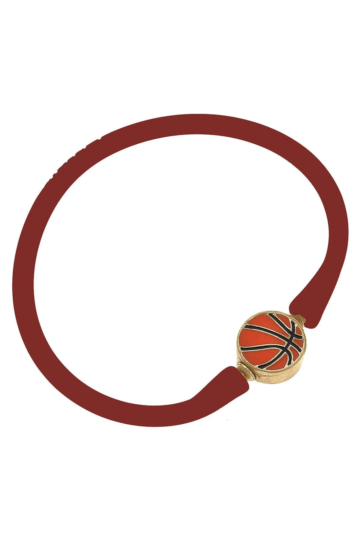 Enamel Basketball Silicone Bali Bracelet in Rust sold by Canvas Style