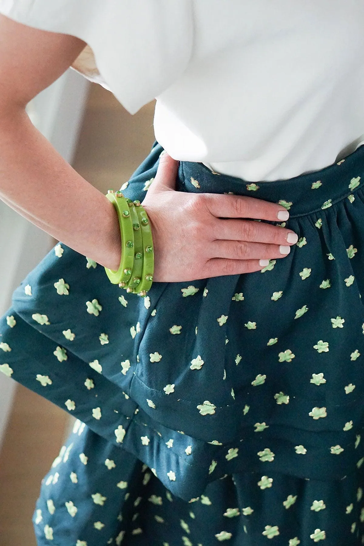 Renee Resin and Rhinestone Bangle in Lime Green sold by Canvas Style product image thumbnail 2