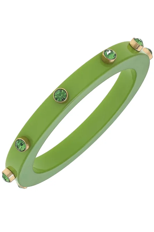 Renee Resin and Rhinestone Bangle in Lime Green made by Canvas