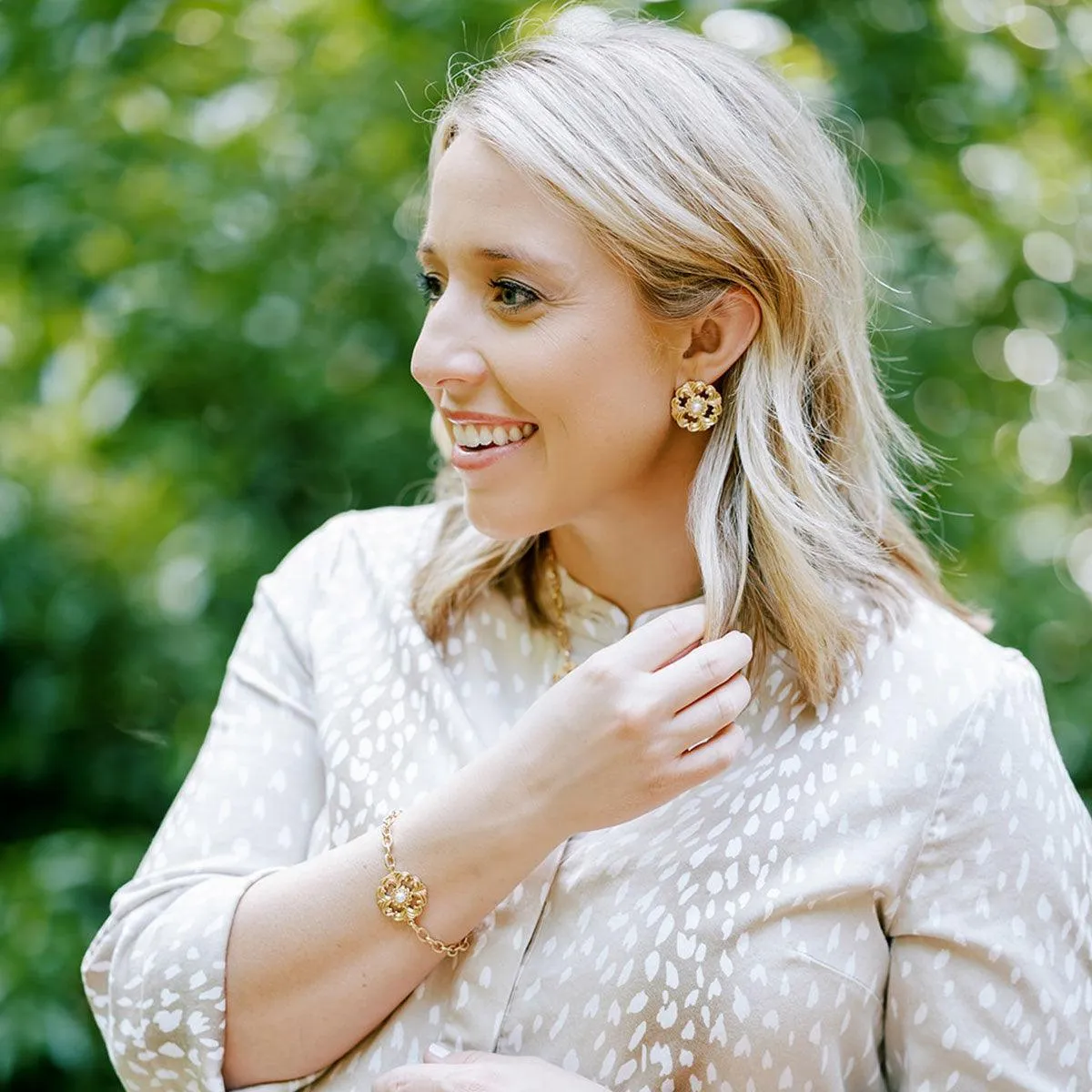 Orleans Acanthus & Pearl Chain Bracelet in Worn Gold sold by Canvas Style product image thumbnail 2