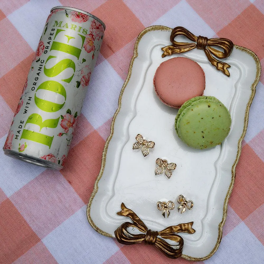 Diana Bow Stud Earrings in Worn Gold - FINAL SALE sold by Canvas Style product image thumbnail 2