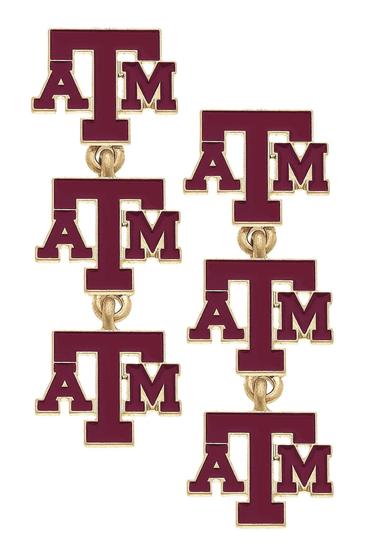 Texas A&M Aggies Triple Drop Enamel Earrings - FINAL SALE sold by Canvas Style