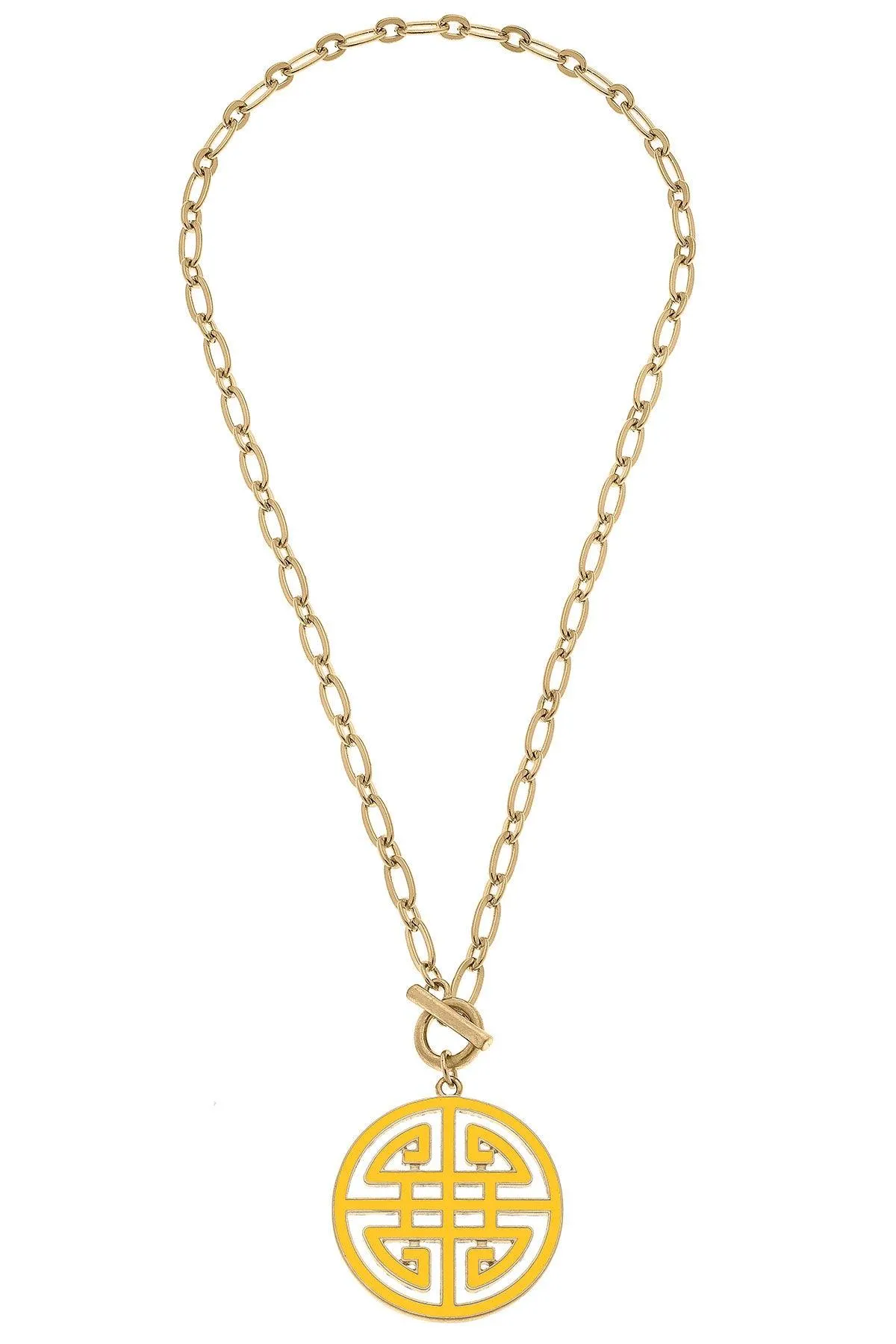 Tara Game Day Greek Keys Enamel Pendant Necklace in Yellow sold by Canvas Style product image thumbnail 2