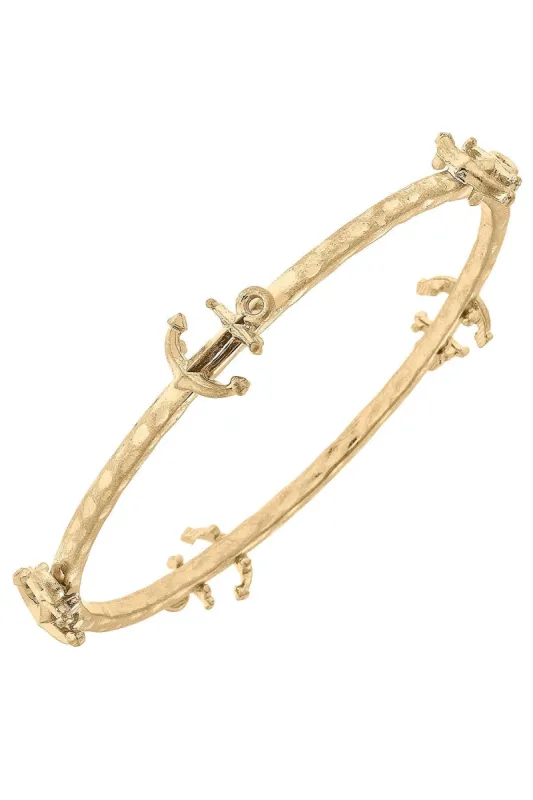 Claudia Anchor Bangle in Worn Gold - FINAL SALE sold by Canvas Style