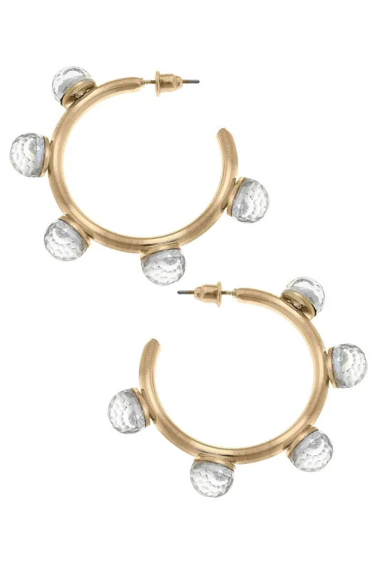 Allison Resin Beaded Hoop Earrings in Clear sold by Canvas Style