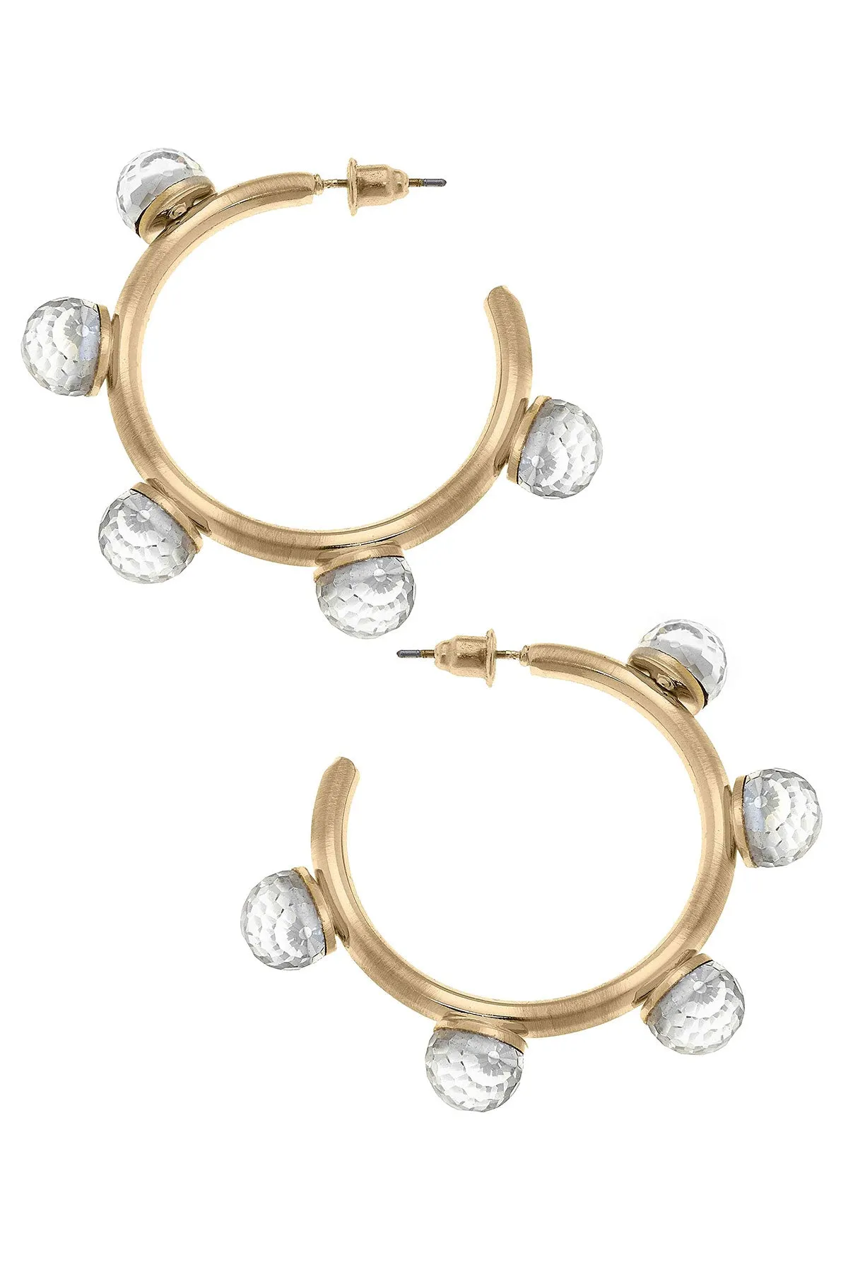 Allison Resin Beaded Hoop Earrings in Clear sold by Canvas Style