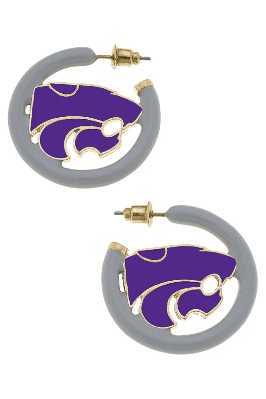 Kansas State Wildcats Enamel Logo Earrings in Purple/Gray sold by Canvas Style