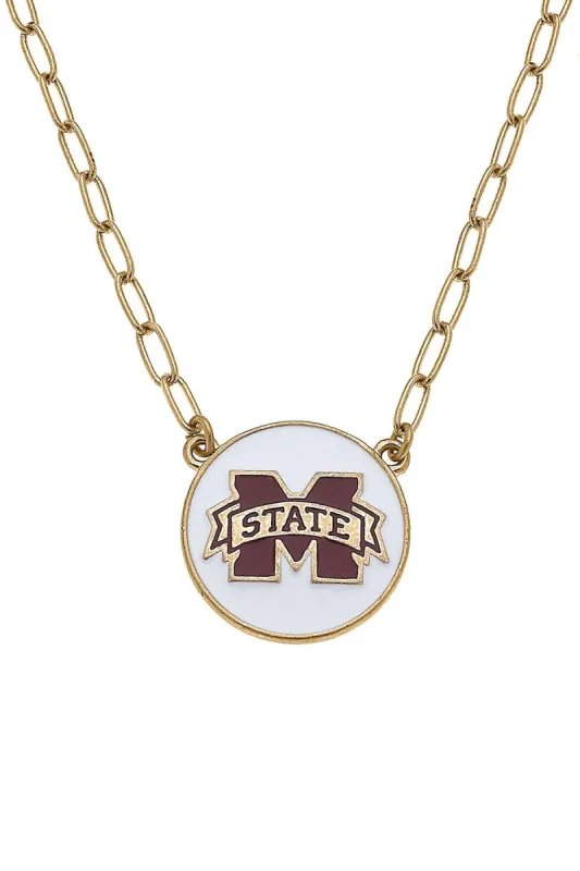 Mississippi State Bulldogs Enamel Disc Pendant Necklace - FINAL SALE sold by Canvas Style