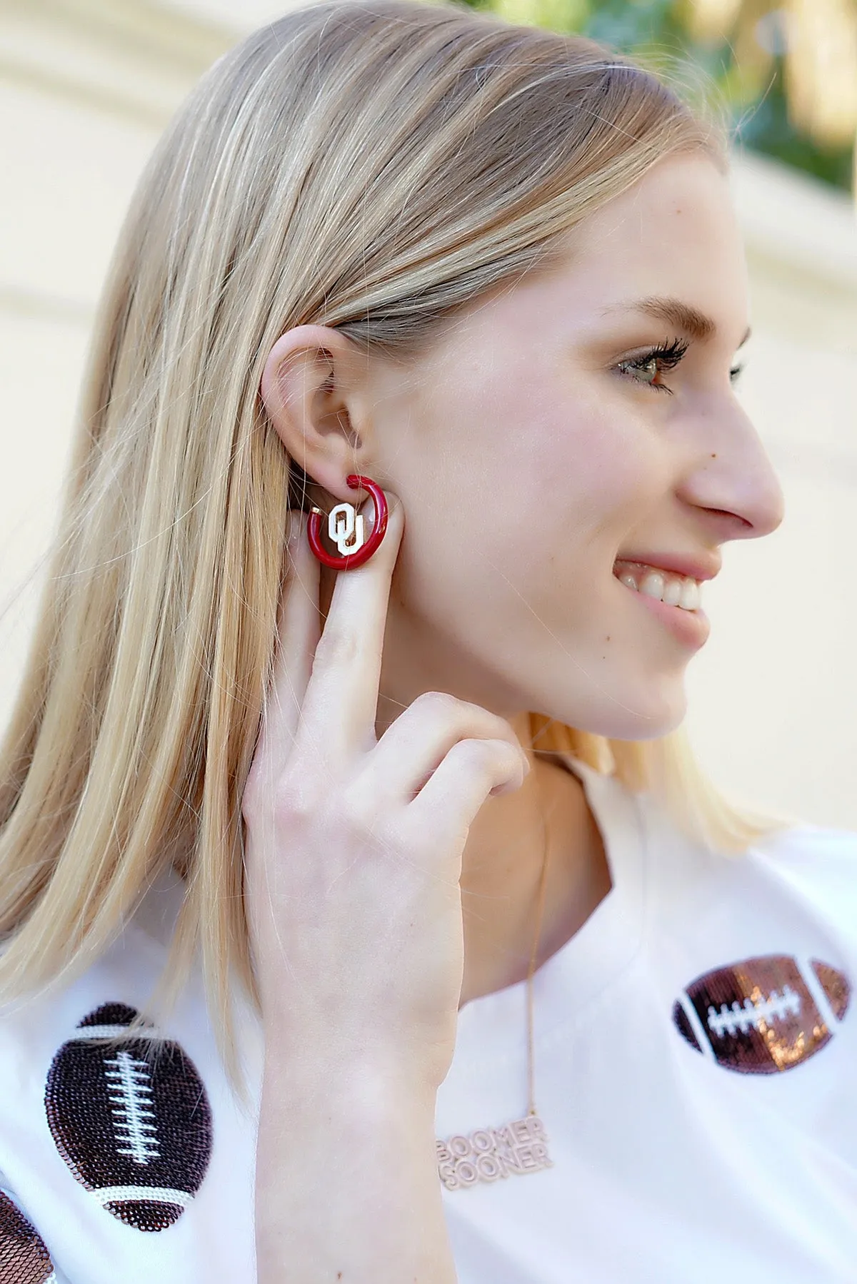 Oklahoma Sooners Enamel Logo Earrings sold by Canvas Style product image thumbnail 2