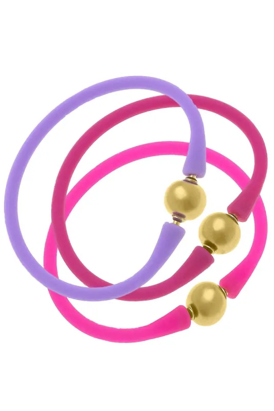 Bali 24K Gold Bracelet Azalea Stack in Magenta, Lavender & Neon Pink - FINAL SALE sold by Canvas Style